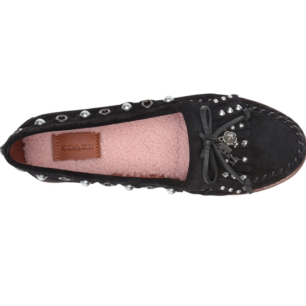 NEW Black Coach Roccasin Slip On With Sheep Fur - Picture 2 of 14